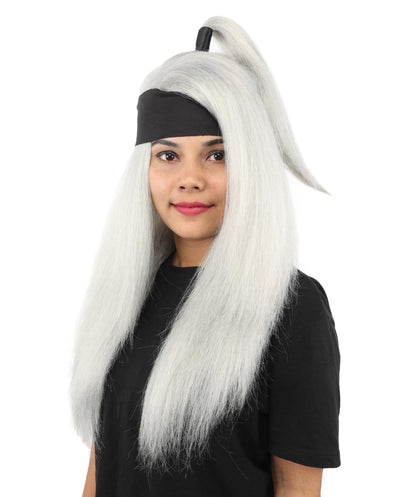 Women's High Ponytail Ninja Wig | Multiple Color Options | Create of synthetic fiber, long straight texture with top-tied fountain, breathable base | Cosplay, Halloween, theater, party, performance, costume events