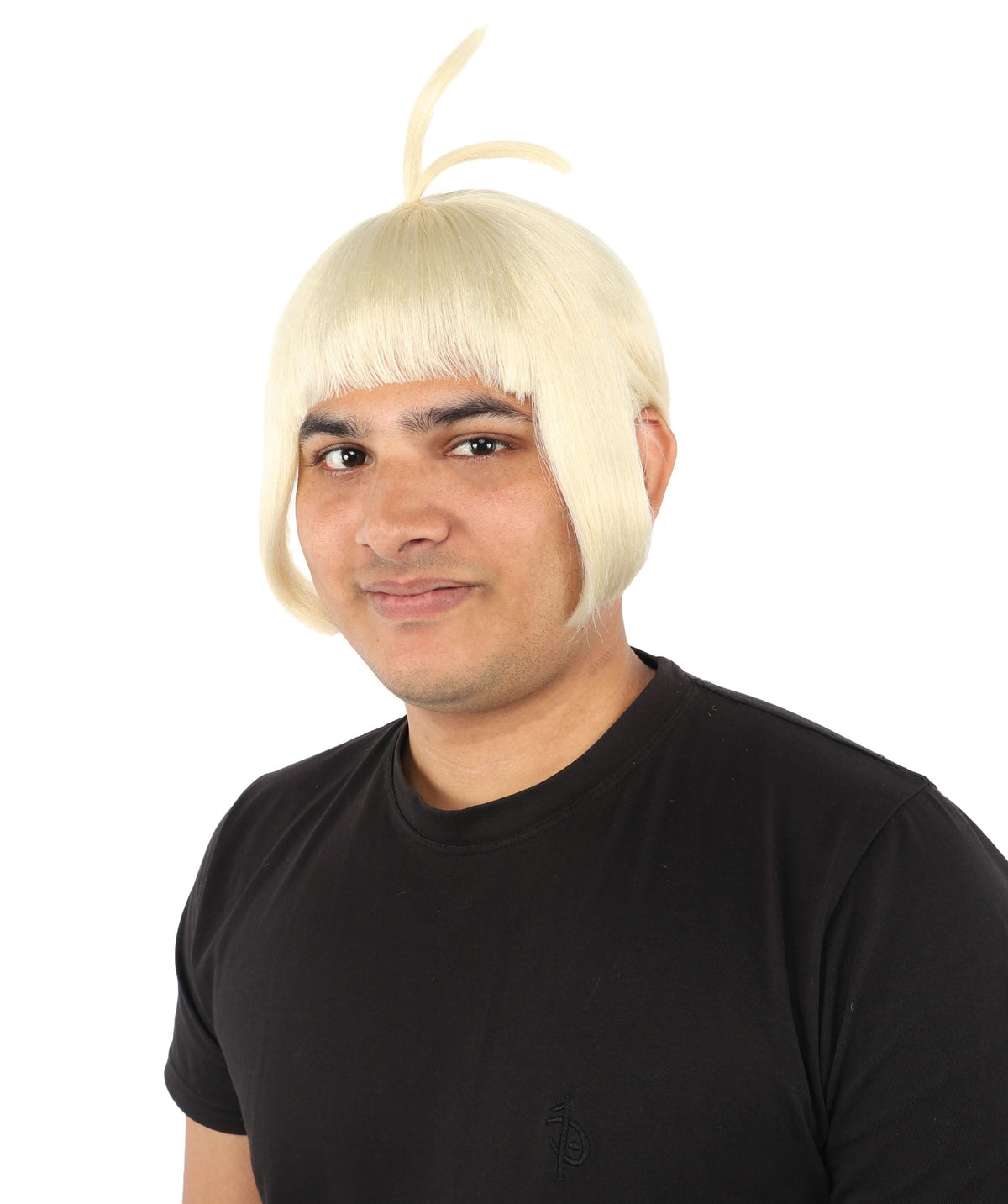 HPO Adult Men's Sleek Blunt Bob Wig | Multicolor Options | Solid color hue, create of synthetic fiber, straight smooth texture with bangs, breathable base | Party, Halloween, theater, drag, performance, costume events