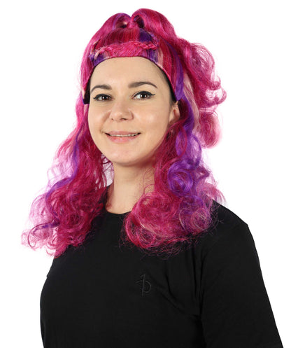 HPO Women's Kween Kong Drag Rainbow Wig | Voluminous purple  18-inch Long curly style | Ideal for party, Halloween, cosplay, theater, drag, performance, costume events