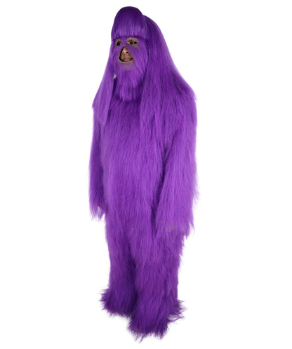 HPO Unisex Extreme Hairy Person Costume, Mask and Bundle - Full-Body Hair Suit Extra-Long Ash Brown Costume Wig for Halloween, Cosplay & Parties