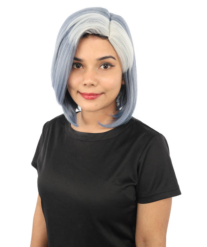 HPO Women's Voluminous Bob Multicolor Wig | Striking dual-tone hue, create of synthetic fiber, smooth full texture, breathable base | Party, Halloween, theater, drag, performance, costume events