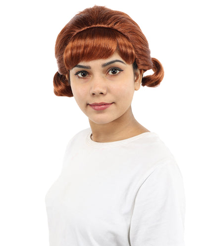 HPO Women's Soft Side Bun Hairstyle Light Brown Bangs Wig | Capless Cap Design | Ideal for Halloween,Dress-Up, Cosplay Parties