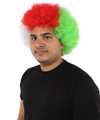 HPO Tri Tone Sports Wig | Voluminous Kinky Afro Style Standard Cap Construction | Six Nations Championship Game Spirit Week Prop