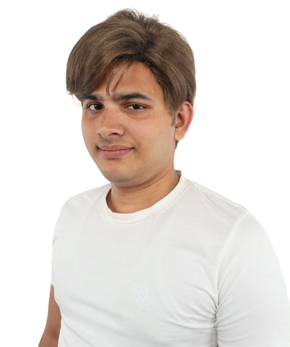 HPO Men's Short Brown Wig | Natural-Looking Synthetic Hair with Layered Texture | Classic Everyday Cosplay & Costume Style
