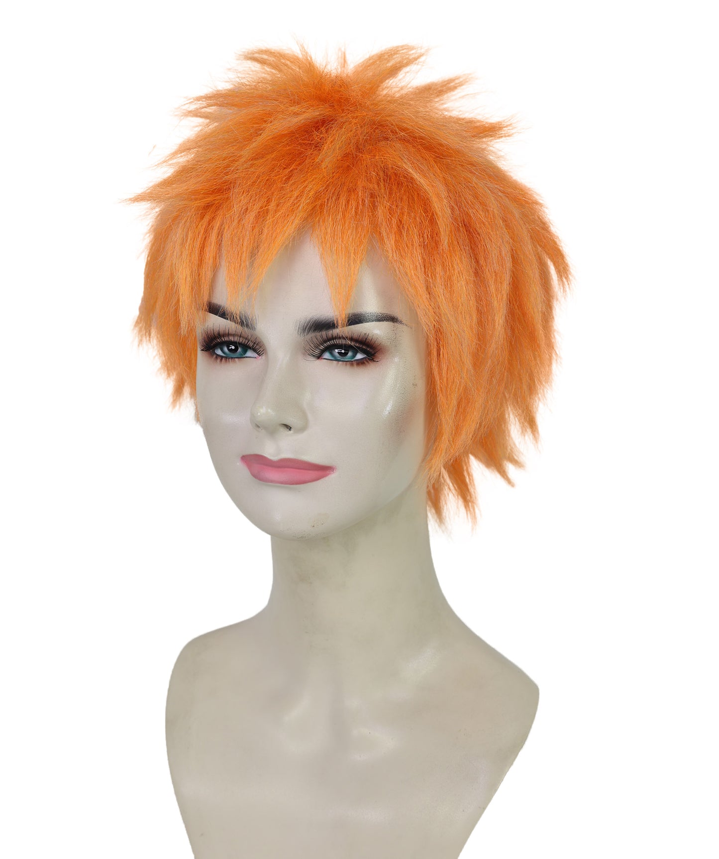 HPO Women’s Vibrant Orange Straight Twin Ponytail Wig  | Ideal for Halloween | Breathable Capless Cap