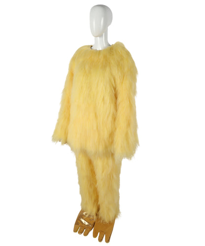 HPO Unisex Yellow Monster Mascot Costume, Mask and Bundle | Full Body Plush Furry Suit with Headpiece, Hands & Feet | Fun Cartoon Outfit for Halloween, Parades & Stage Performances