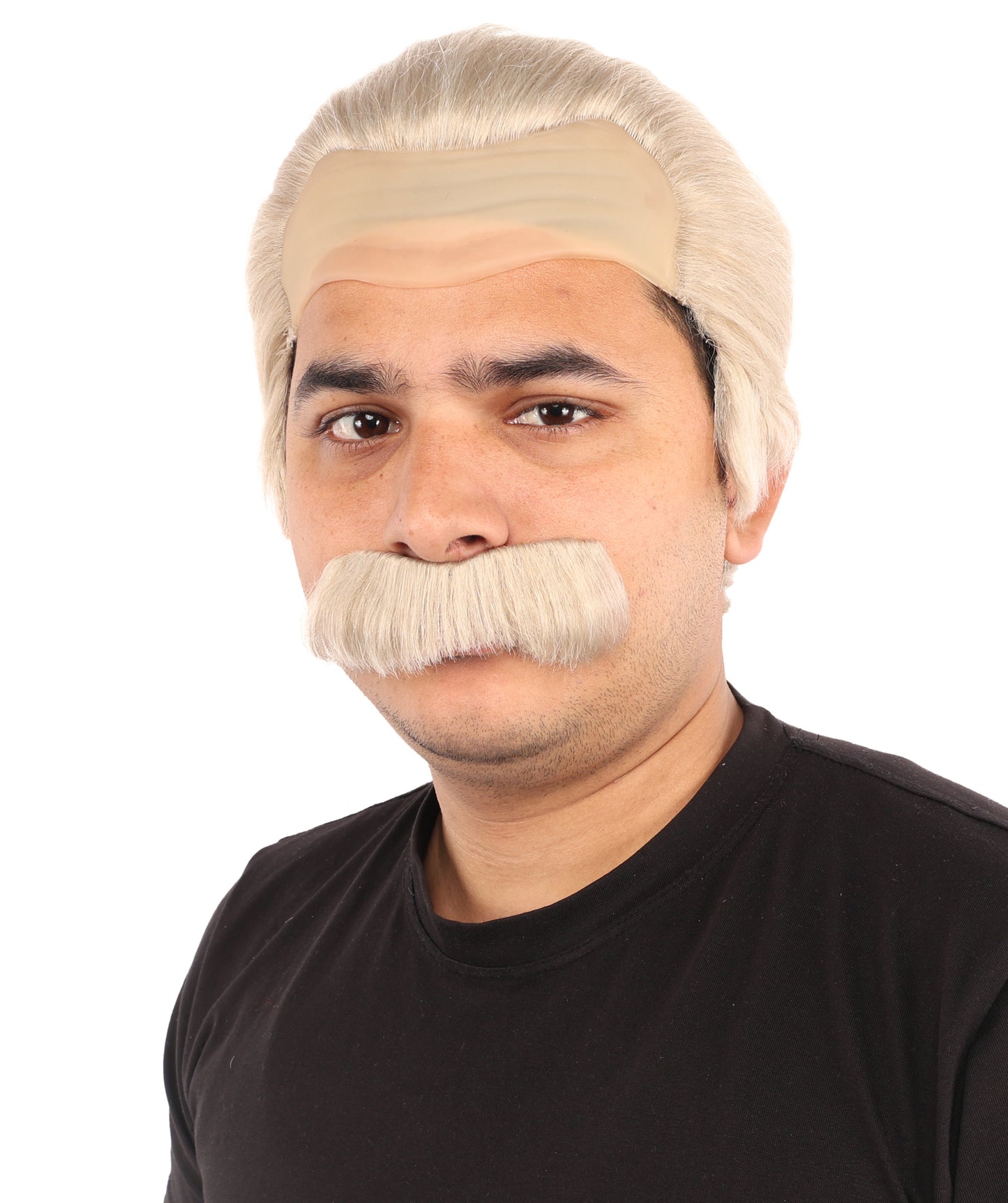 HPO Men’s Blonde Wig and Moustache Set | Short Combed Costume Hair for Book Day, Cosplay & Theatre | Synthetic Fiber Accessories