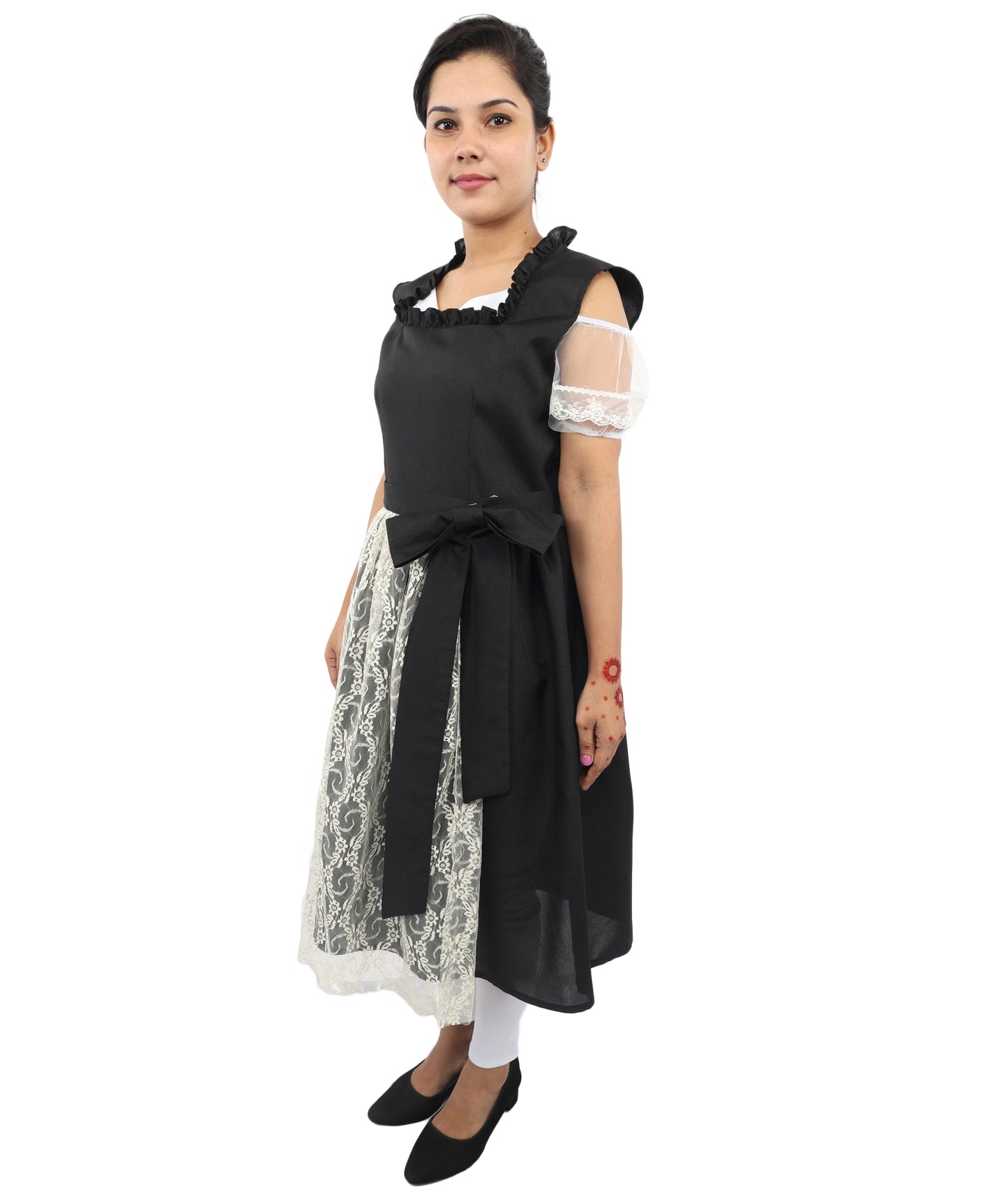 HPO Women’s Black & White 3-Piece Oktoberfest Dirndl Dress Costume – Traditional German Outfit