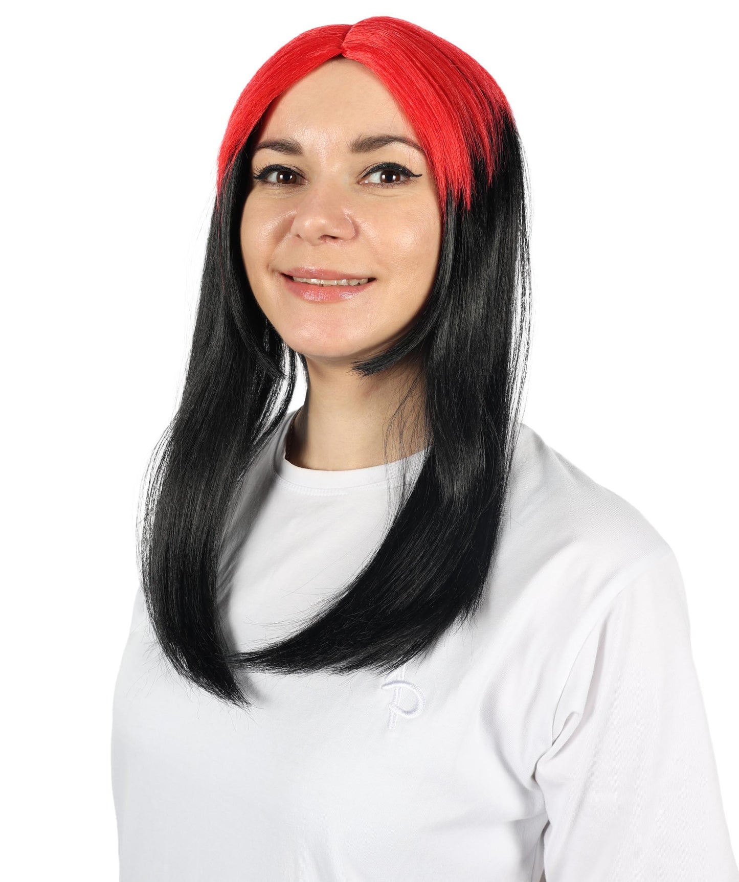 Billie Pop 80's Mullet | Black Wig with Neon Green Roots and Choppy Bangs | Premium Halloween Wig