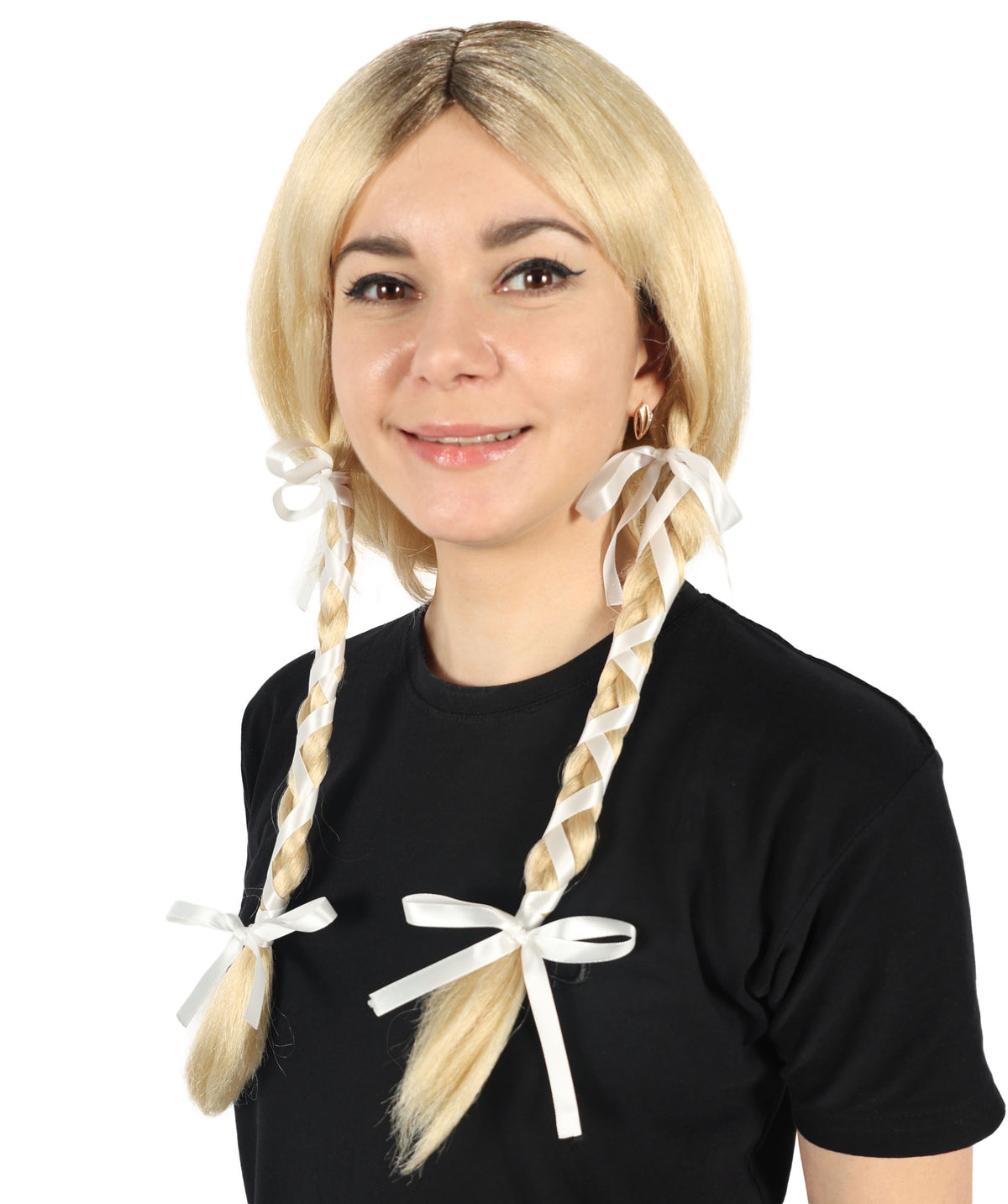 HPO Women's Sabrina Carpenter-Inspired Braids Blonde Wigs and Halloween Themed Parties, Long Synthetic Hair with Adjustable Cap for Comfort  Style