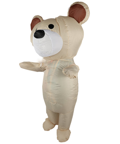 HPO Adult Teddy Bear Costume with Plush Multicolor Bodysuit, Attached Hood, and Cute Ears – Cozy and Fun Animal Outfit for Halloween, Parties & Events