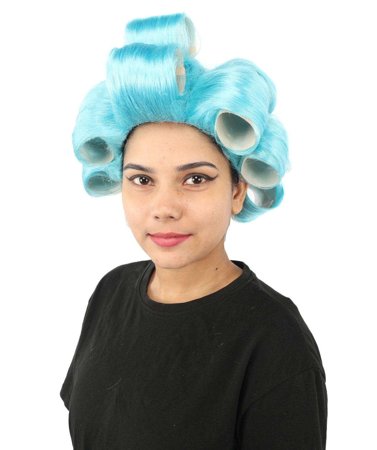 HPO Adult Women's Retro Roller Set Pink Wig | Multiple Color Options, create of synthetic fiber, large cylindrical curler texture, capless cap | Party, Halloween, theater, drag, performance, costume events