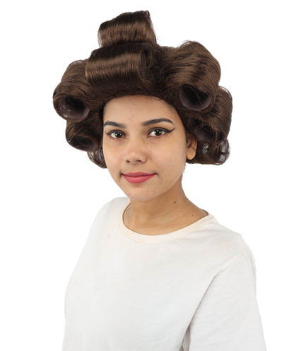 HPO Adult Women's Retro Roller Set Pink Wig | Multiple Color Options, create of synthetic fiber, large cylindrical curler texture, capless cap | Party, Halloween, theater, drag, performance, costume events