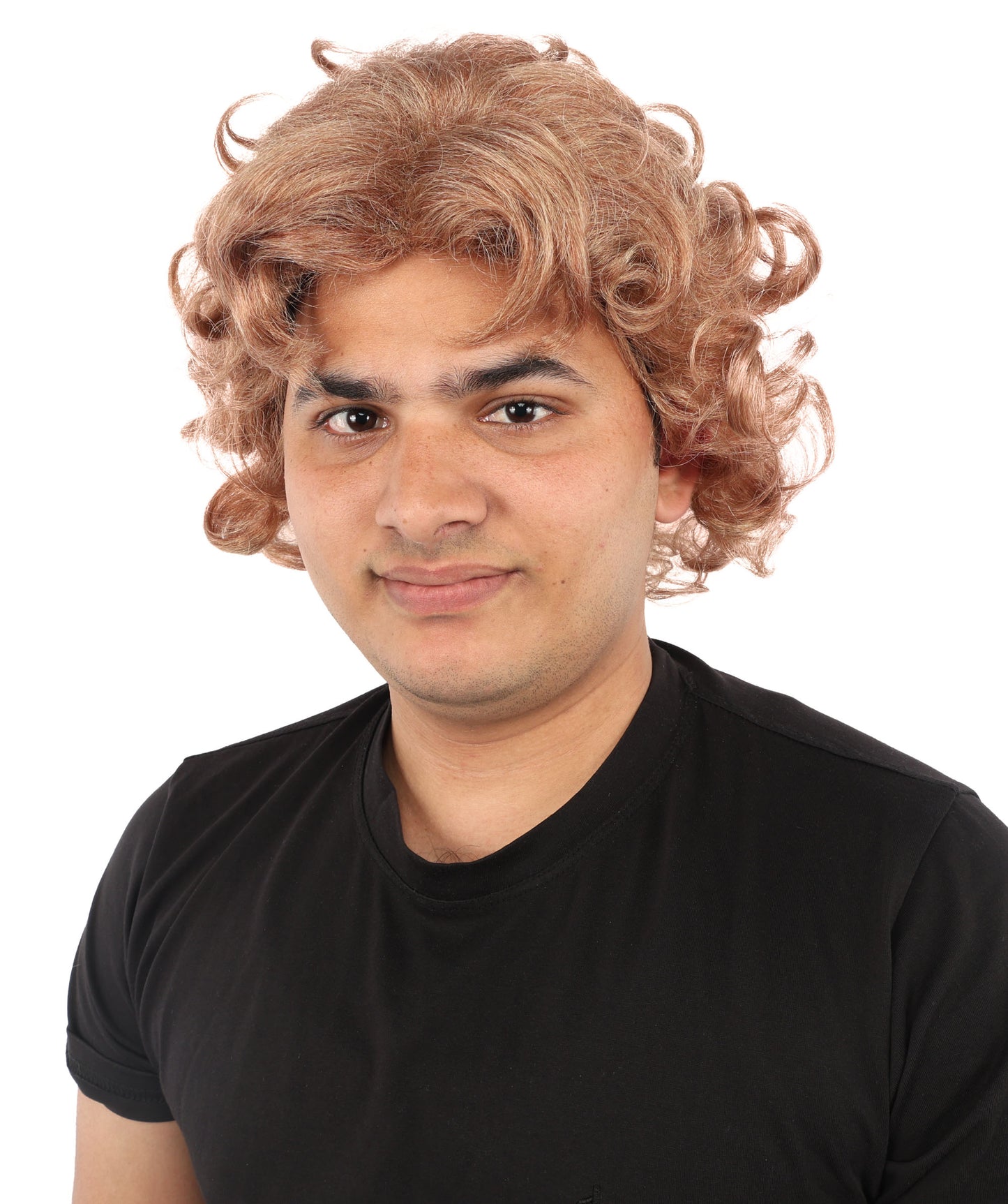 HPO Men's Animated Character 11 Inch Golden Blonde Curly Wig | Capless Flame-Resistant Synthetic | Fantasy Hero Costume Hair