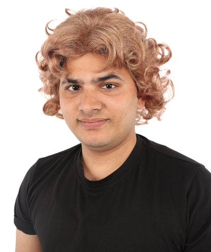 HPO Men's Animated Character 11 Inch Golden Blonde Curly Wig | Capless Flame-Resistant Synthetic | Fantasy Hero Costume Hair