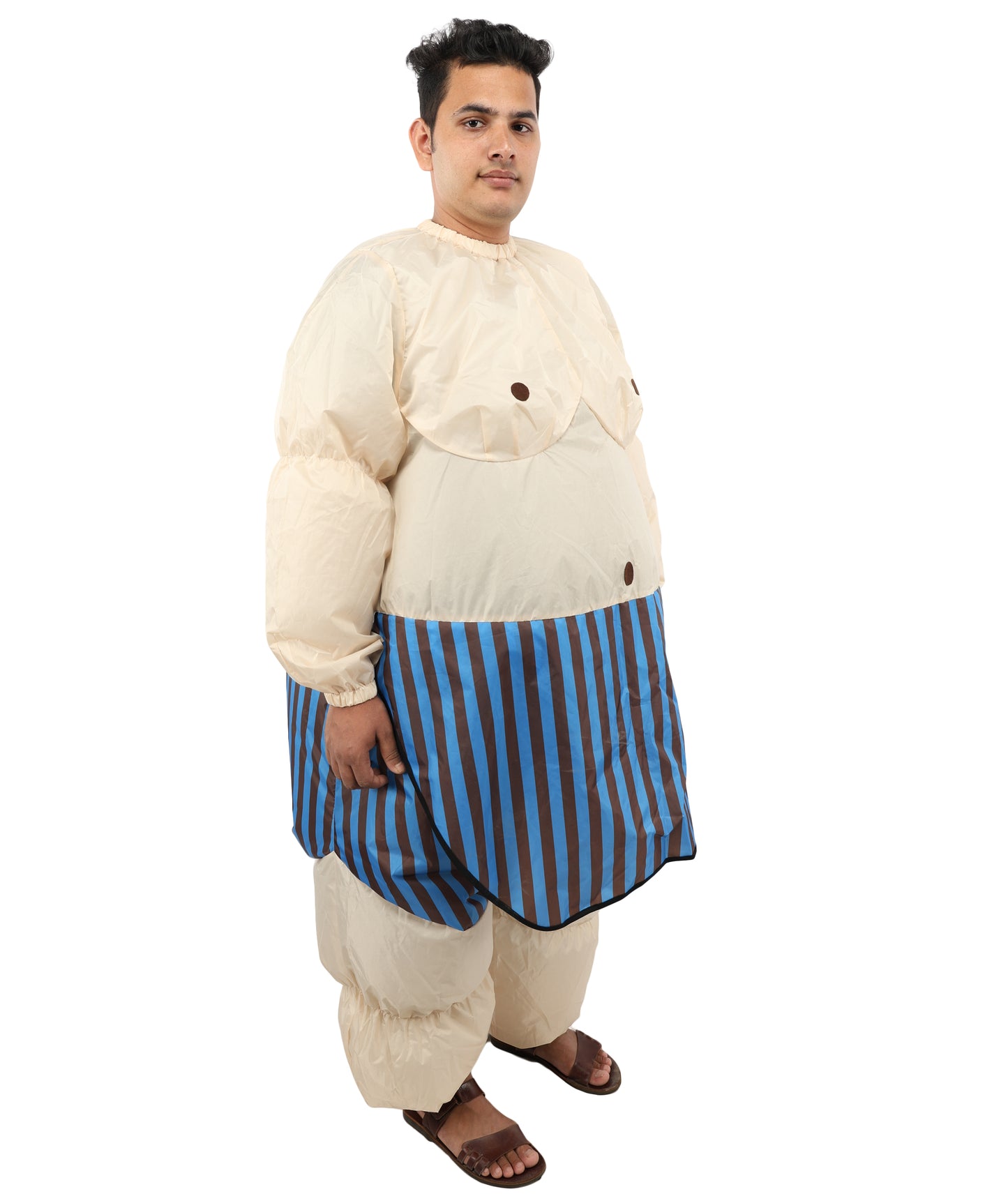 HPO Men's Inflatable Wrestler Costume | Funny Sumo-Style Blow-Up Suit with Built-In Fan | Ideal for Halloween & Cosplay Parties