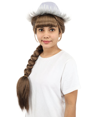 HPO Women's 32 Inch Extra Long Braided Wig with White Cap | Fantasy Style Wig with Capless Cap | Synthetic Heat-Resistant Wig for Cosplay, Costume, and Events