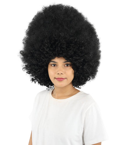 HPO Women's Giant White Glitter Afro Wig | Massive Puffy Sparkle Hair with Silver Sheen, Synthetic Fiber & Breathable Cap | Halloween, Troll Roleplay, 70s Disco Party, Theater & Funny Costume