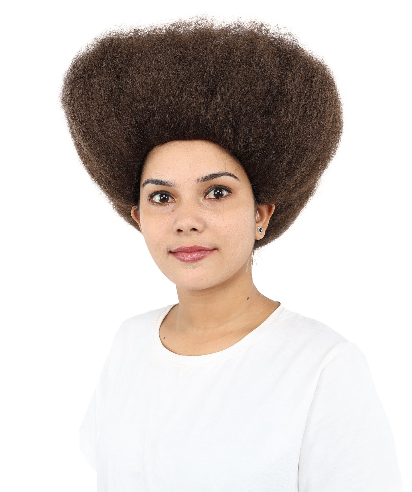 HPO Women's Afro Kinky Curly Wig in Brown | Short, Voluminous Synthetic Hair with Natural Texture |  For Halloween, and Daily Wear