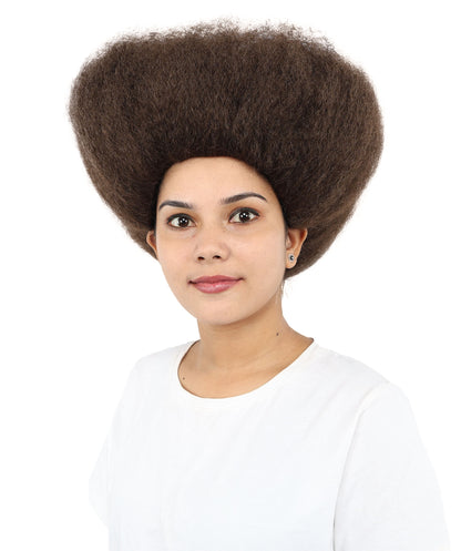 HPO Women's Afro Kinky Curly Wig in Brown | Short, Voluminous Synthetic Hair with Natural Texture |  For Halloween, and Daily Wear