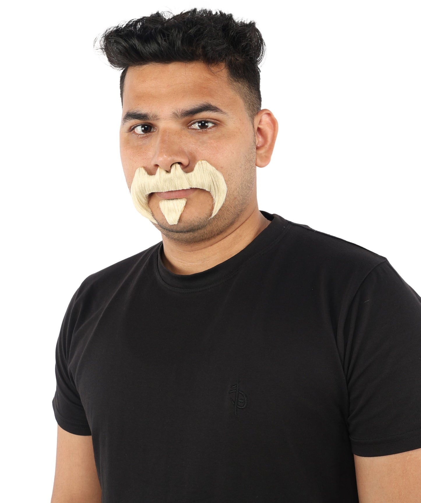 HPO Adult Men’s Bold Horseshoe Mustache with Chin Beard Set – Multiple Color Options - Flame-retardant Synthetic Fiber Fake Facial Hair | Ideal for Halloween Parties, Cowboy, Police Roleplay and Themed Events