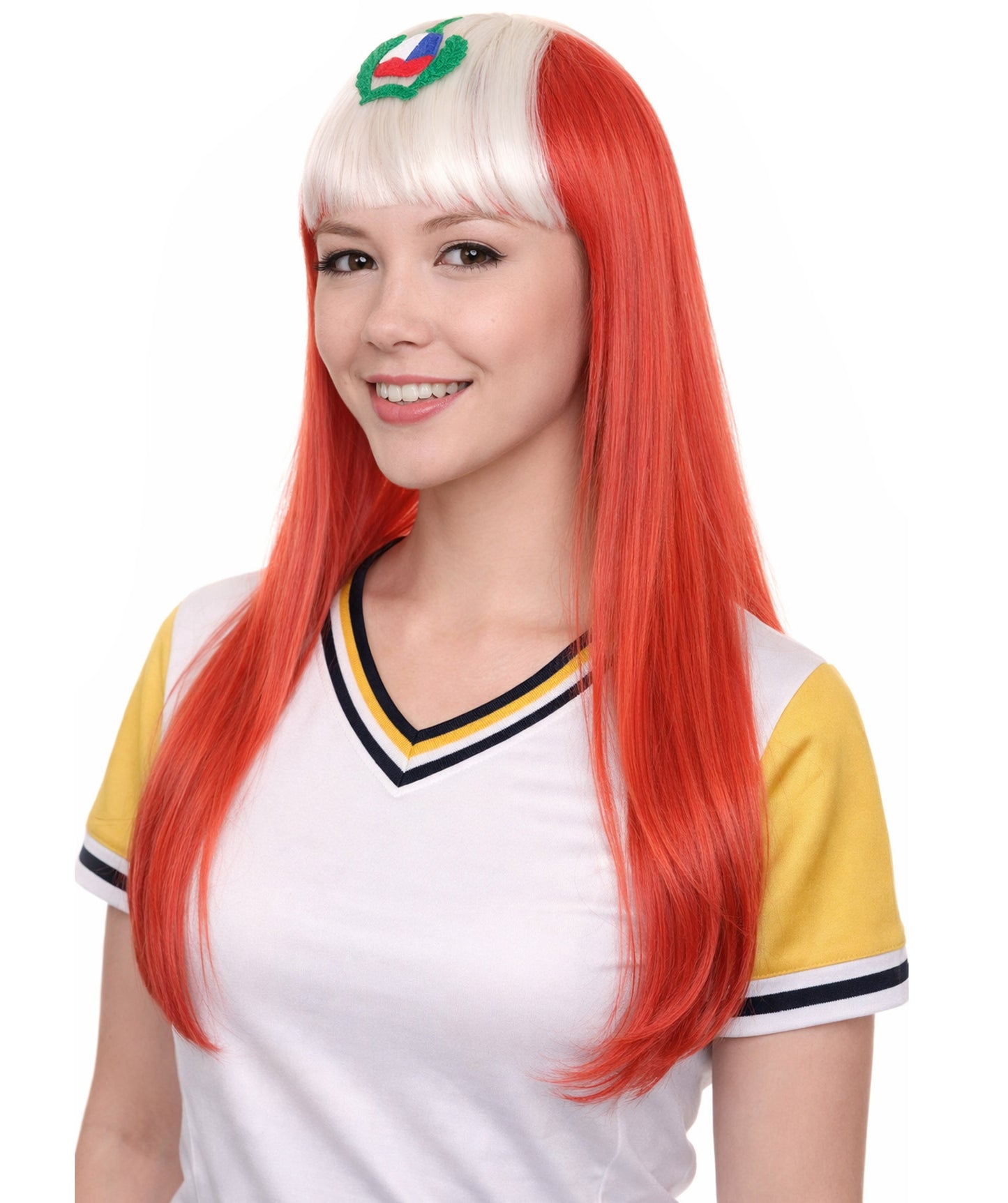 Peru Flag Sport Party Long Bob Wig | Long Straight | Premium Breathable Capless Cap