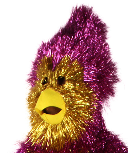 HPO Men's Furry Cardinal Mascot Tinsel Mask Costume, Halloween-Mask, Flame-retardant Tinsel Material