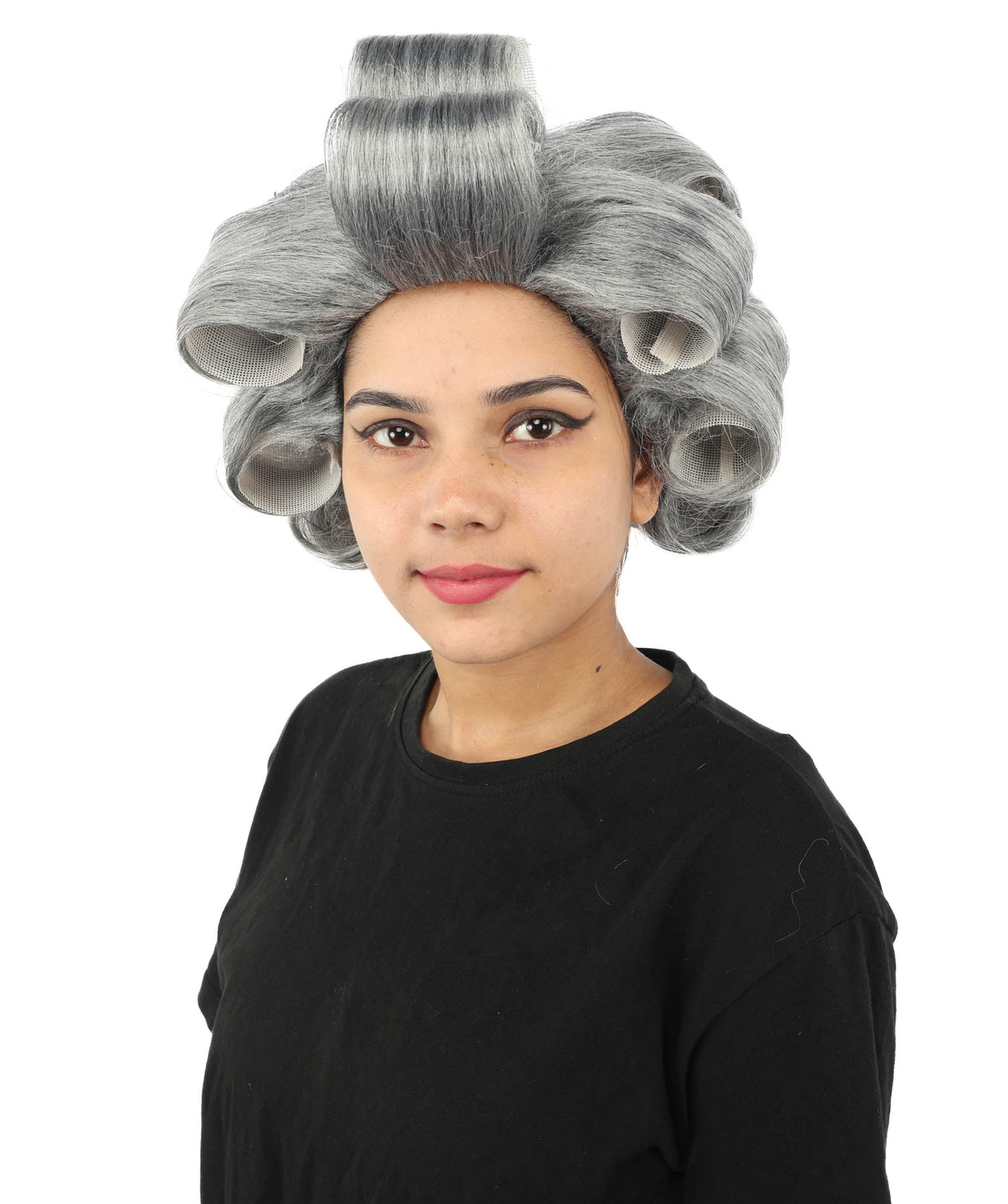 HPO Adult Women's Retro Roller Set Pink Wig | Multiple Color Options, create of synthetic fiber, large cylindrical curler texture, capless cap | Party, Halloween, theater, drag, performance, costume events