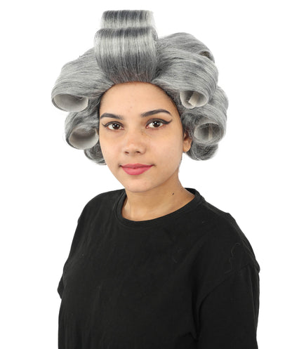 HPO Adult Women's Retro Roller Set Pink Wig | Multiple Color Options, create of synthetic fiber, large cylindrical curler texture, capless cap | Party, Halloween, theater, drag, performance, costume events