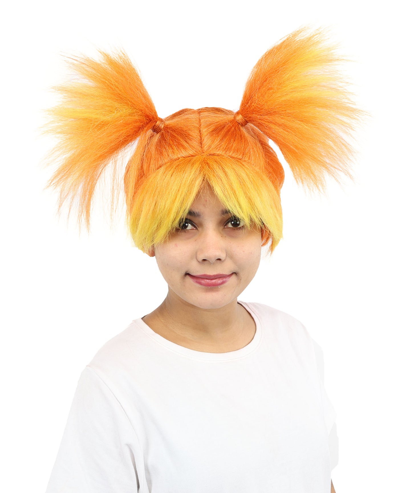 HPO Women’s 15-Inch Orange Spiky Troll Wig | Fun Animated Character | Bright and Bold Look for Halloween, Cosplay, and Themed Party