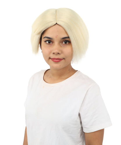 HPO Women’s Neon Yellow Bob Wig with Bangs—Bright Straight Cut Wig | Celebrity Inspired Hairpiece for Party, Halloween and Cosplay