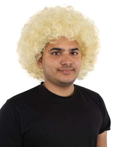 HPO Men's Soft Curly Afro Wig with Multiple Color Options | Flame-Retardant Synthetic Fiber | Perfect for Halloween, Cosplay and Themed Parties