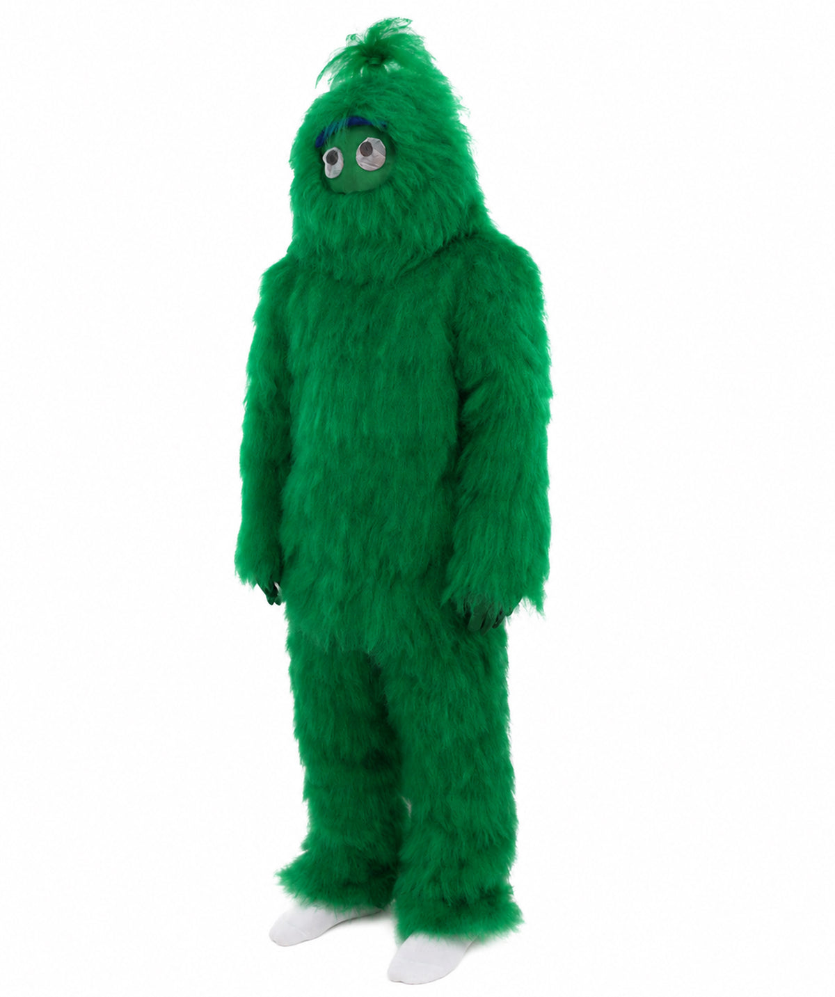 HPO Unisex Green Animal Fur Monster Costume Bundle – 75 Inch Full Outfit with Head Mask & Body Suit | Plush Mascot Style Costume for Halloween and Cosplay