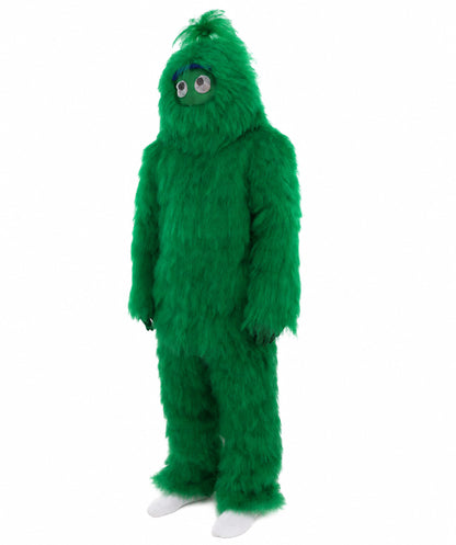 HPO Unisex Green Animal Fur Monster Costume Bundle – 75 Inch Full Outfit with Head Mask & Body Suit | Plush Mascot Style Costume for Halloween and Cosplay