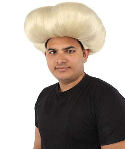 HPO Men's Mad Scientist Wig | High Volume White Vertical Hair with Faux Bald Cap Top & Structured Styling | Halloween Costume Party Theater Prop & Dress Up Accessory | Multicolor Options