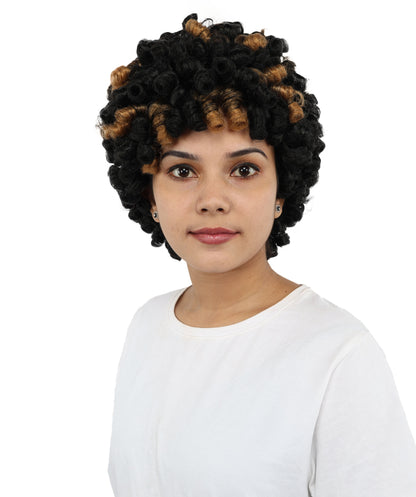 HPO Women' Black & Brown Curly Braiding Hair | Soft Synthetic Pre-Stretched Braids for Halloween, Festivals, Parties, and Creative Hairstyles