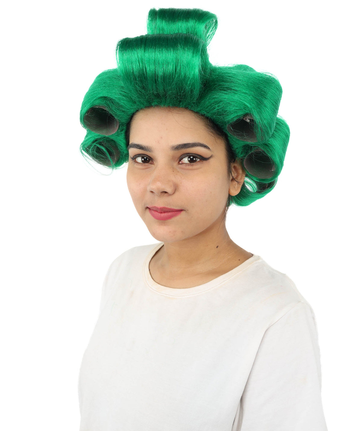 HPO Adult Women's Retro Roller Set Pink Wig | Multiple Color Options, create of synthetic fiber, large cylindrical curler texture, capless cap | Party, Halloween, theater, drag, performance, costume events