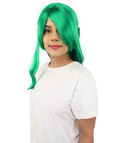 HPO Adult Women's Anime Character Wig | Multiple Color Options | Synthetic Fiber with Side Swept Bangs and Top Tuft | Halloween Party and Comic Con Events