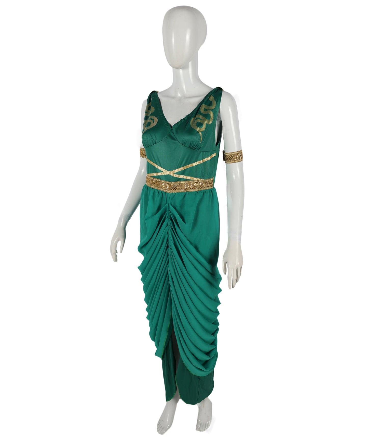 HPO Adult Women’s Medusa Costume | Snake Headpiece, Flowing Gown & Metallic Accents | Mythical Greek Goddess Outfit for Halloween Themed Parties