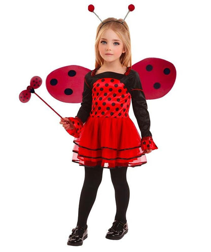 HPO Girl's Black and Red Cute Polka Dot Little Ladybug Costume | Suitable for Halloween | Flame-retardant Synthetic Fabric
