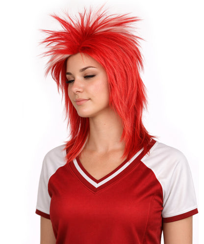 Denmark Flag Sports,80's Mullet Wig | Premium Breathable Capless Cap
