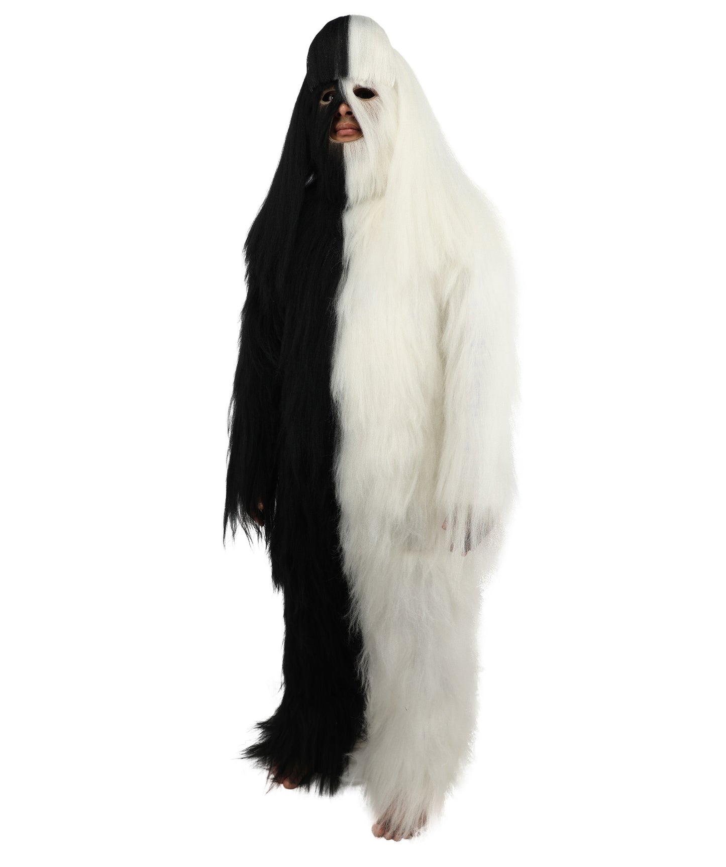 HPO  Extreme Hairy Person Two Part Costume, Mask and Bundle Set - Full-Body Hair Suit Extra-Long Costume Wig for Halloween, Cosplay & Parties - Multiple Color Options