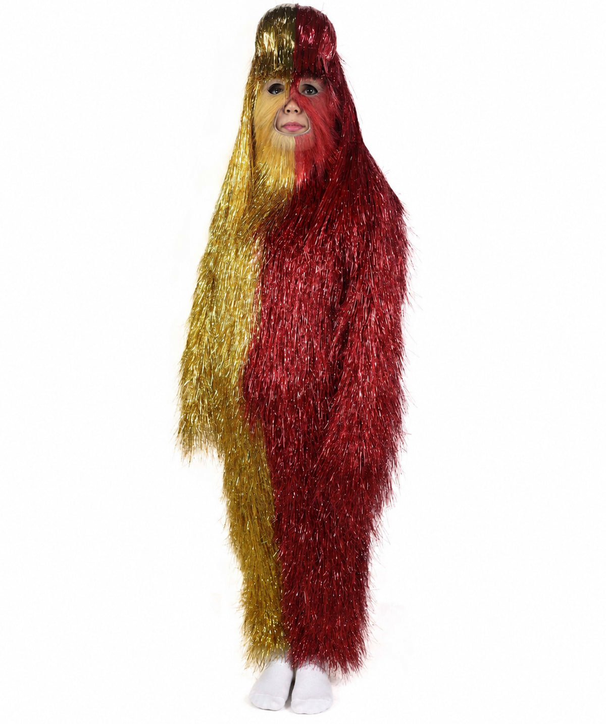 HPO Teen Extreme Hairy Two Part Costume Bundle & Mask Set - Full-Body Hair Suit Extra-Long Costume Wig for Halloween, Cosplay & Parties - Multiple Color Options