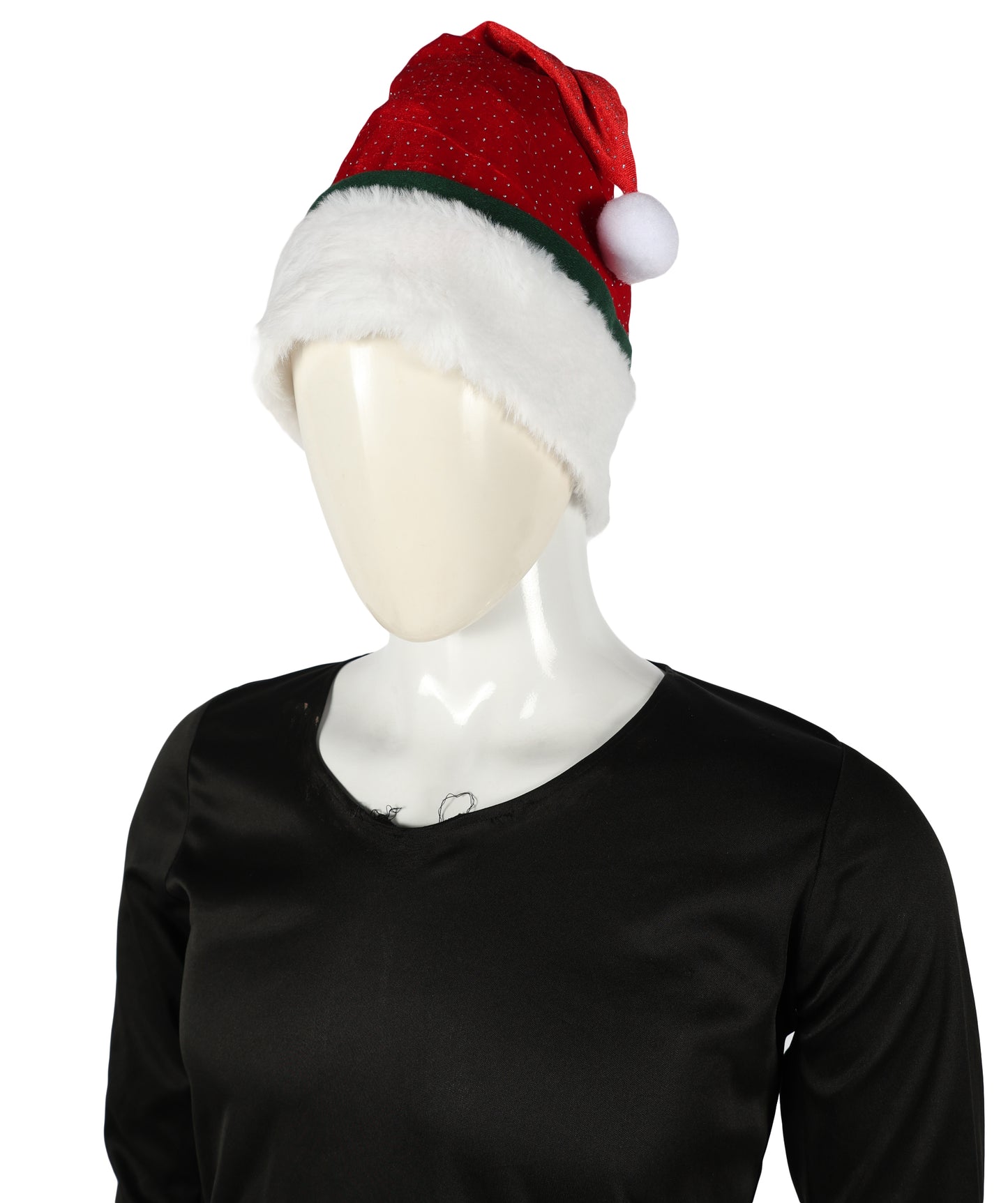 HPO Unisex Classic Velvet Christmas Santa Hat | Soft Red and White Festive Holiday Hat | Ideal for Holiday fun