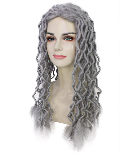 Unisex Gray Crinkle Dreads Wig | Synthetic Hair for Halloween & Costume Parties | Breathable Capless Cap