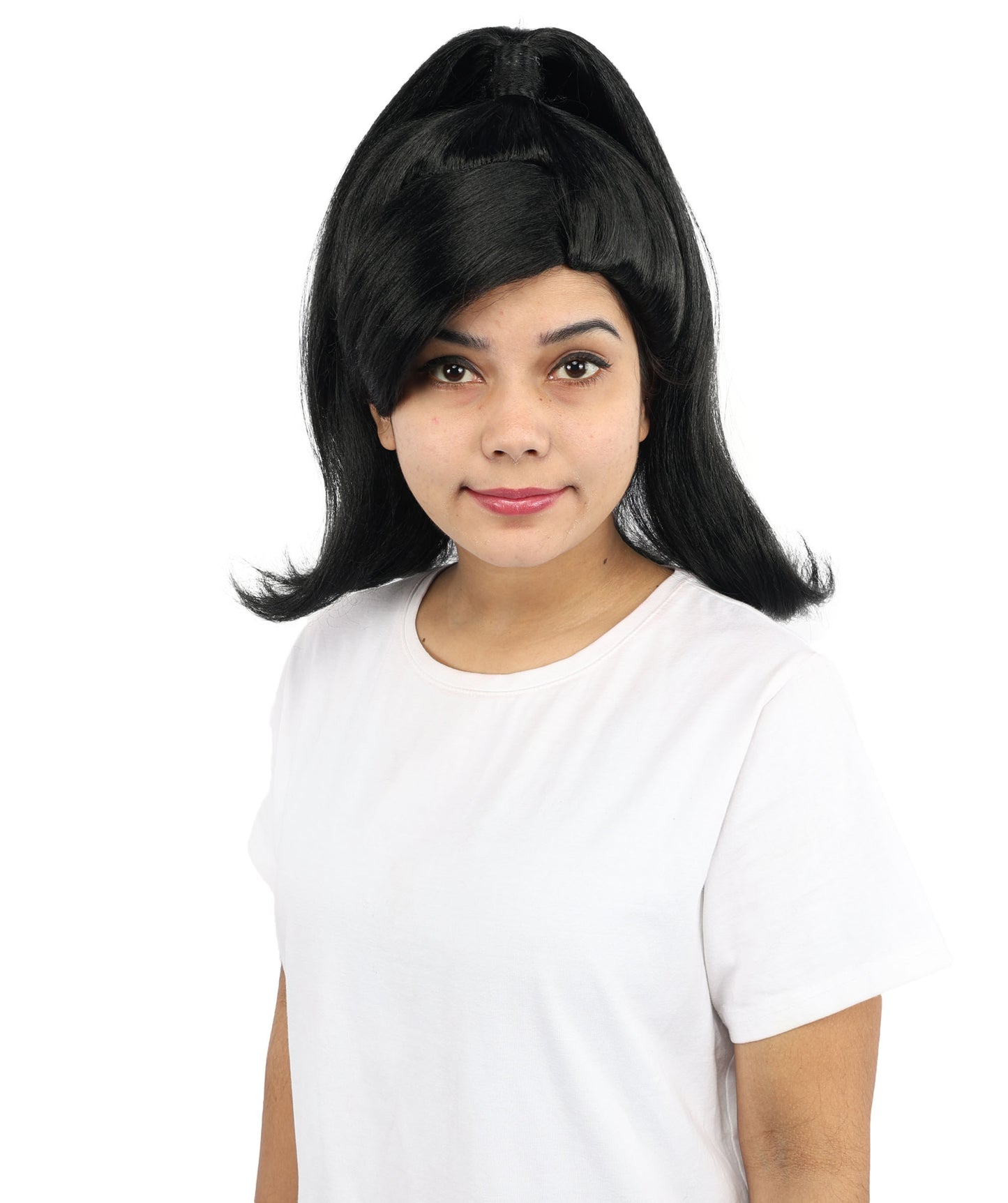 HPO Women’s Long Length Black Sleek High Ponytail Wig – 16 Inch Synthetic Hair with Capless Cap | Stage Style Headpiece for Halloween Parties & Cosplay