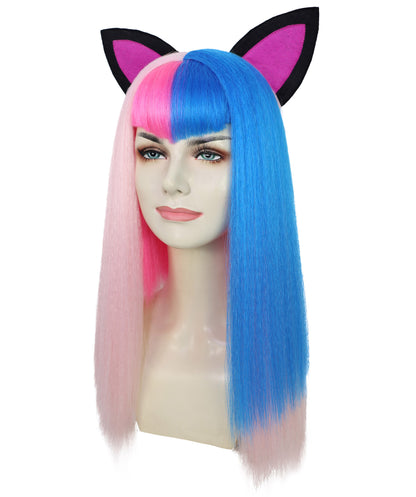 Teens Fictional Glamorous Pop Star Multiple Color Long Straight Wig| Halloween and Cosplay Wig | Flame-retardant Synthetic Fiber