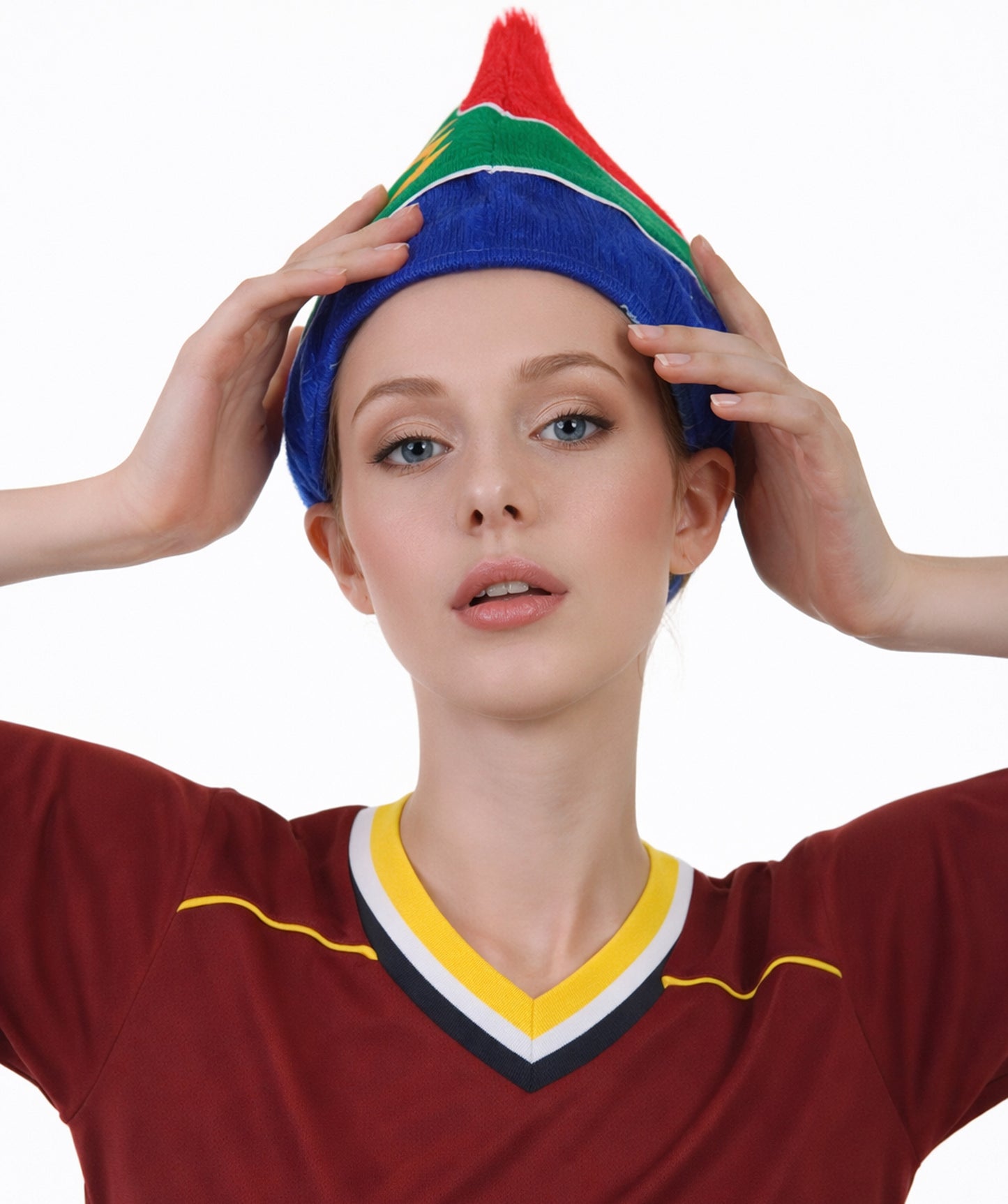 South Africa Flag Troll Wig | National Pride Multicolor Sport Wigs | Premium Breathable Capless Cap