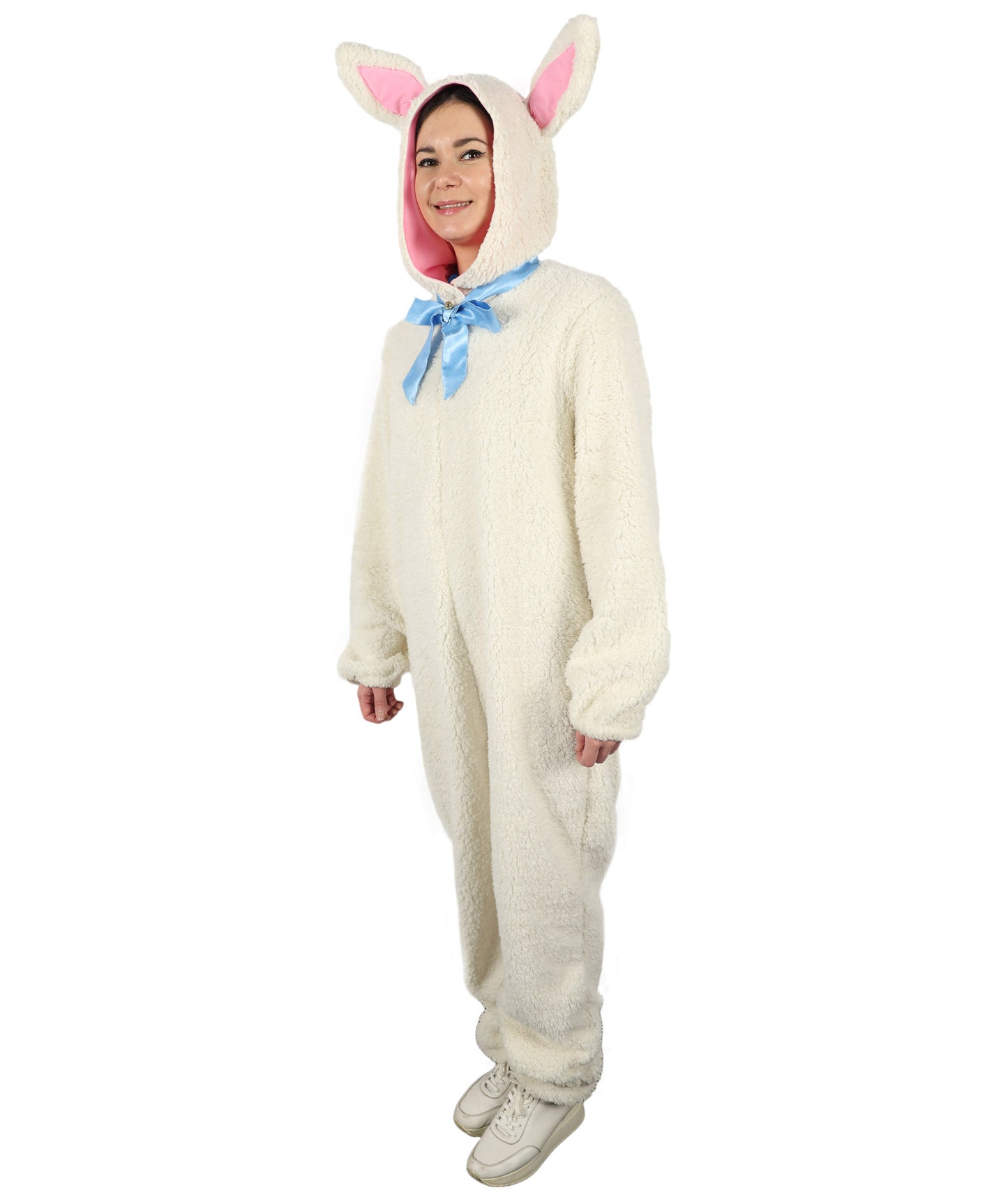 HPO Unisex White Long Lamb Wig and Costume | Suitable for Halloween | Flame-retardant Synthetic Fabric