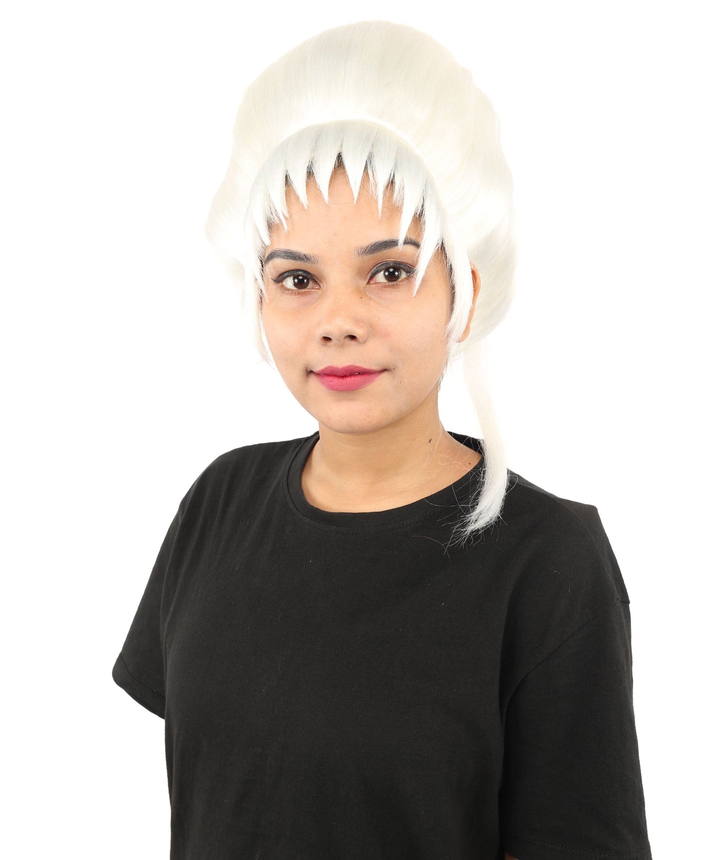 HPO Adult Women's Avant-Garde Bouffant Wig | Multiple Color Options | Create of synthetic fiber, massive smooth updo with micro bangs, breathable base | Party, Halloween, theater, drag, performance, costume events